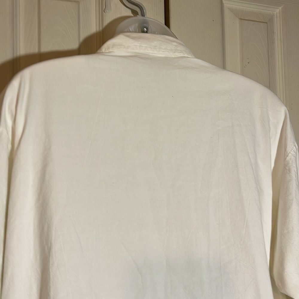 Vintage Obenna 1990s White Cotton Windbreaker Utility Jacket 3/4 Sleeves S - Picture 12 of 16